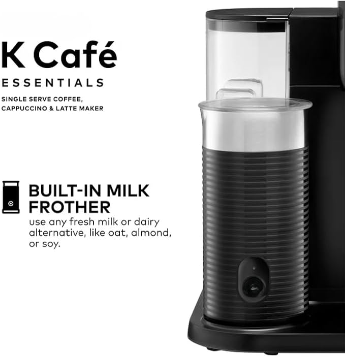 KeuriigK K Cafe Essentials Single Serve K Cup Pod Coffee Latte and Cappuccino Maker Built In Milk Frother Latte &amp Cappuccino Brewer Espresso Shot 3 Brew Sizes 42 oz Water Reservoir color Bl