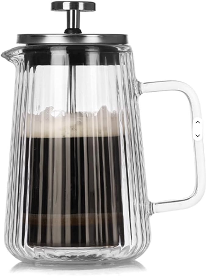 French Press Coffee Maker 650ml/22oz &amp 7-Piece Grey Silicone Utensil Set with Bamboo Holder – An Exquisite Culinary Ensemble for Coffee Enthusiasts and Culinary Artisans