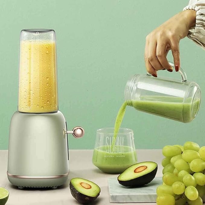Portable Juicer Household Automatic Fruit and Vegetable Blender Multifunctional Mini Juice Squeezing Cup Retro Green