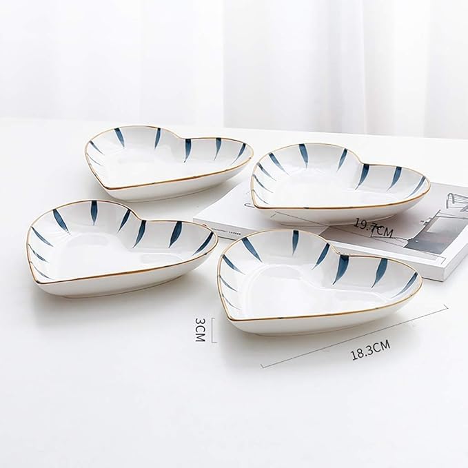 Ceramic Bowl and Plates Household Creative Plate Bowl and Tableware Dish 8 inch Plate a Set of 4 Dinnerware SetC