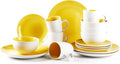 Stoneware Coupe 16pc Dinnerware Set Outside White + Inside Yellow