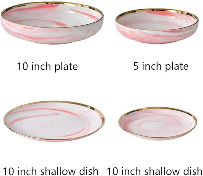 20 Piece Dinner Set Pink Marble Phnom Penh Ceramic Dinnerware Set Service for 6 People