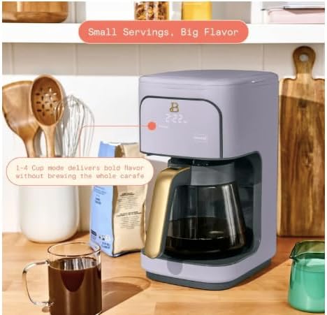 12-Cup Programmable Coffee Maker with Touch Display – 24-Hour Auto Brew Bold Strength Control Glass Carafe Reusable Filter Auto Shut-Off ~ Lavender
