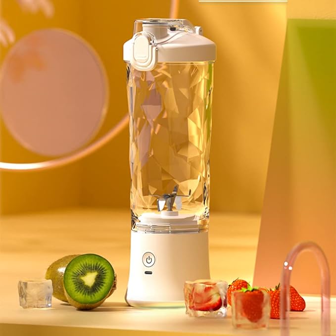 Portable Blender for Shakes and Smoothies 600ml Fruit Juicer with 6 150W Power 2 Modes Built-in Battery Waterproof Fruit Mixer for Home Office Travel Sports Camping