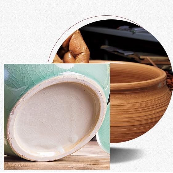 Ceramic Pot With Lid Ceramic Rice Storage Containers Ceramic Tea Barrels Kitchen Organization For Food Sealed Rice Storage Tank Large Capacity Grain Storage Jars With Tassel Design 12.5kg(BCapac