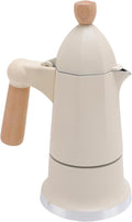 SIXRUN Aluminum Alloy Octagonal Percolator Coffee Pot Maker with Safety Valve and Beech Wood Handle (White)