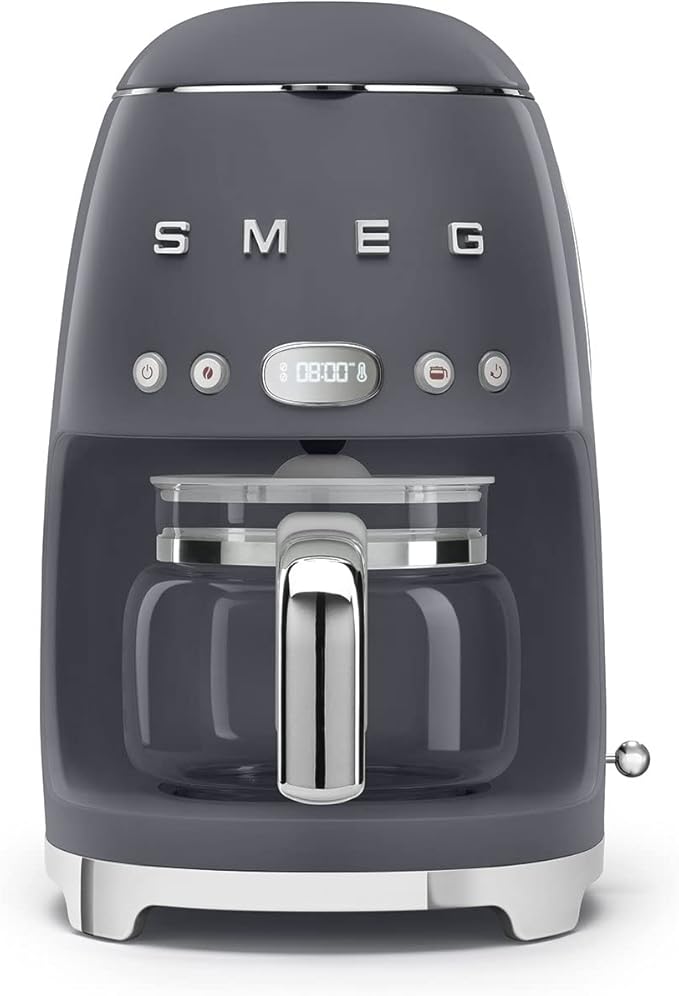Smeg Retro Drip Coffee Machine and 2-Slice Toaster Bundle (Gray)