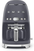 Smeg DCF02GRUK Drip Coffee Machine Auto-Start Mode Reuseable Filter Digital Display Anti-Drip System Aroma Intensity Option 1.4 Litre Tank Slate Grey