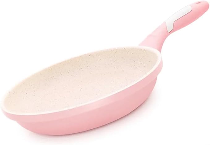cookware set Stone Kitchen Soup Non-Stick Frying Pan Set Pot Milk With Handle Lid Cookware Cooking Utensils For(Pink frying Pan)