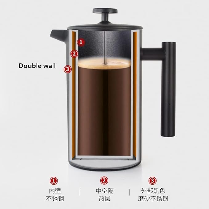 Press Coffee Maker Tea Coffee Machine Dosage Funnel 58 mm Tableware Vacuum Milk Frother Spoon Teapot (Color : 750ML Size : A) (1000ML A)