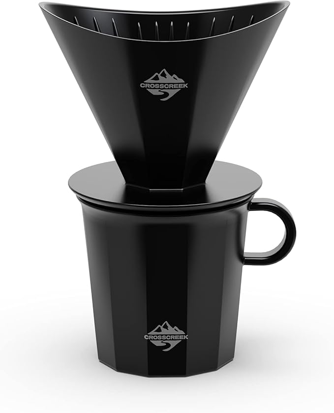 Pour Over Coffee Maker Set Black Ceramic Coffee Dripper with V60 Paper filter Black Ceramic Streamline Coffee Mug for Cafe Home Restaurant 6291-12201-03A