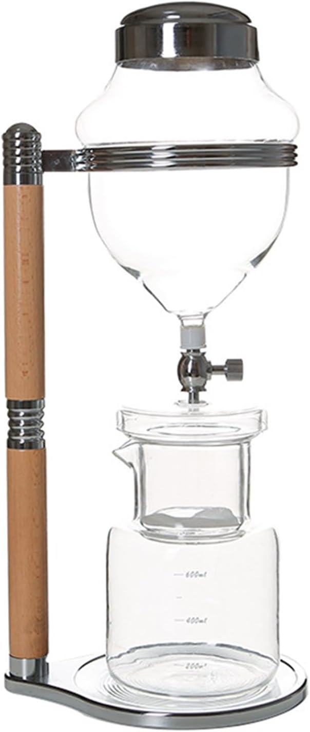 Ice Drip Coffee Maker 600ml Cold Brew Drip Tower with Adjustable Water Flow Borosilicate Glass Pot Straight Frame for Home Office Makes 3-5 Cups