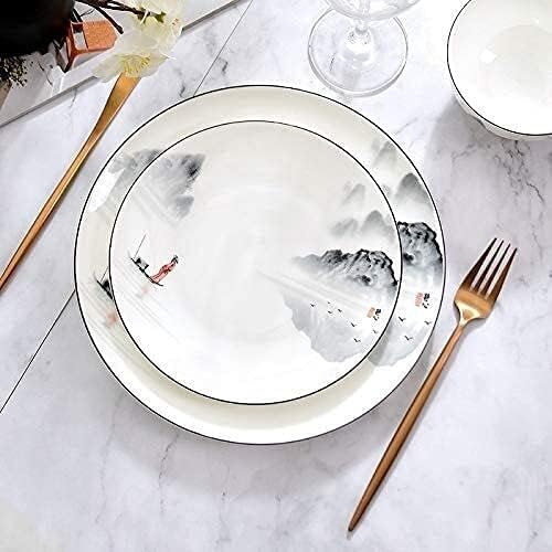 Dinnerware Sets - Luxury Gift Dishes Service Set Chinese Bone China Tableware Set Service for 1 People Kitchen Dinner Serving White