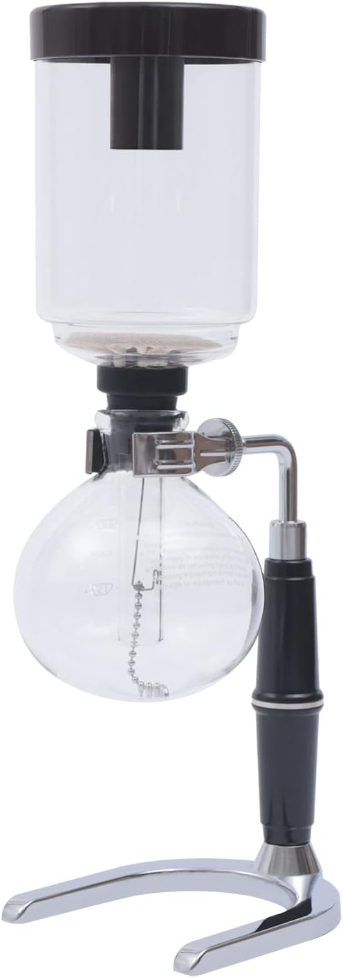 Vintage Siphon Coffee Maker 3-Cup (360ml) Glass Siphon Pot with Spoon &amp Stir Stick Rich Flavor Extraction with Alcohol Lamp Elegant Home/Office/Café Brewer