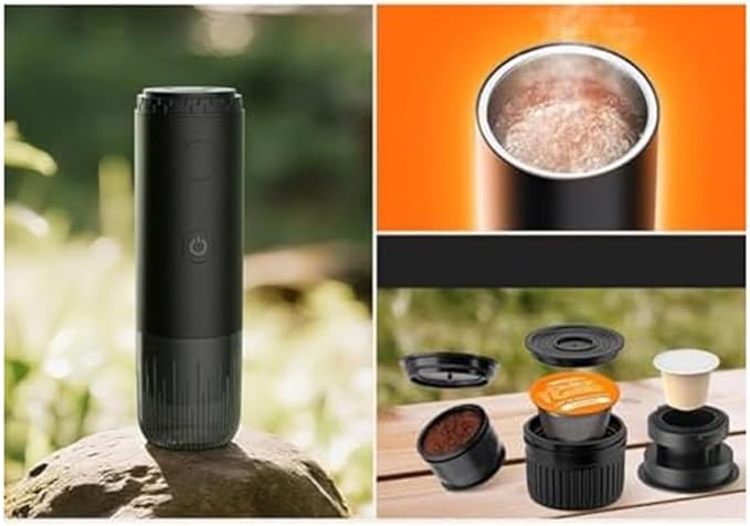 Portable USB Coffee Maker for Travel Car Office Camping - Compact 12V Electric Coffee Brewer with Travel Mug Design USB Powered