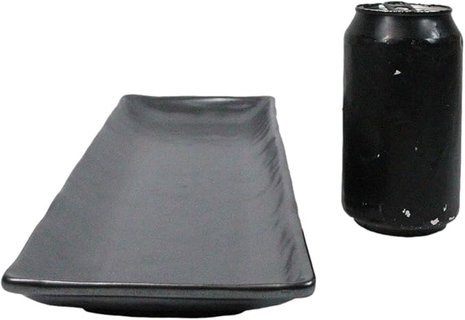 Ebros Gift Iron Black Clay Underglaze Technique Tetsu Kesho Porcelain Dinnerware Kitchen Set Asian Japanese Restaurant Supply (Pack Of 5 Rectangular Serving Platter 14 L)