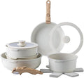 Pots and Pans Set Healthy Safe Ceramic Nonstick Kitchen Cookware with Soft Touch Removable Handle CookwareCream DiamondOne-Cream Gold Speckle-One