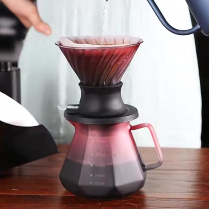 Aboiled Borosilicate Glass Coffee Drip Pot - Handmade Pour Over Coffee Maker with Silicone Base - 600ml Capacity for Coffee Lovers