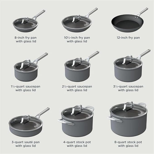12 Piece Cookware Set Fry Pan Sauce Pan Saute Pan Glass Lid Stock Pot Kitchen Cookware Set12 PieceA