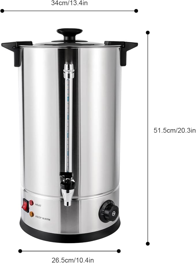Commercial Grade Stainless Steel 15L/3.96gal Coffee Urn Coffee Maker Hot Water Urn for Home Party Office Wedding