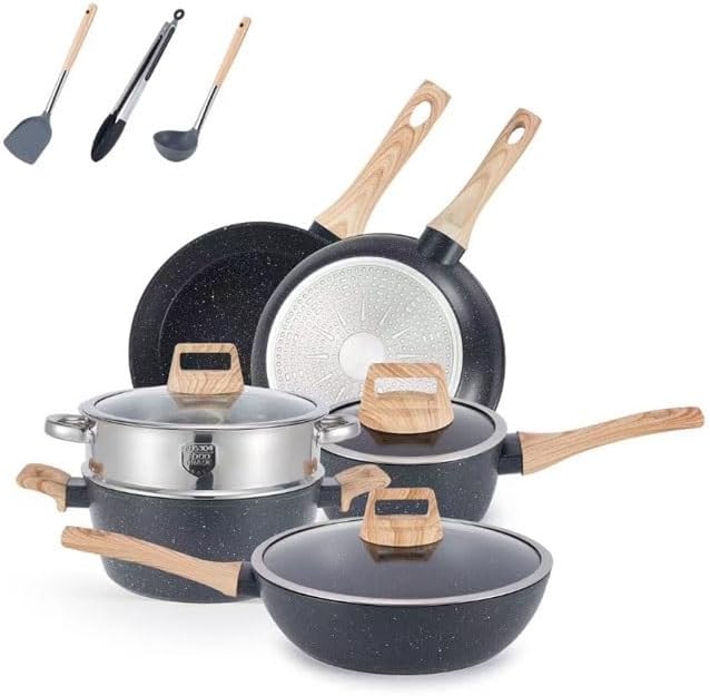 12-Piece Granite Nonstick Cookware Set Household Kitchen Supplies