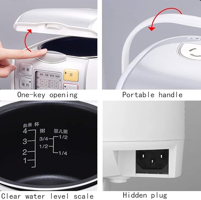Rice Cooker Rice Cooker Household 2L-400W 10 Function Menus 24-Hour Appointment Smart Insulation Suitable for 2-4 People