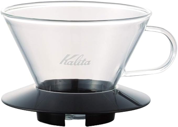 Kalita Wave Pour Over Coffee Dripper Size 185 Makes 16-26oz Single Cup Maker Heat-Resistant Glass Patented &amp Portableblack