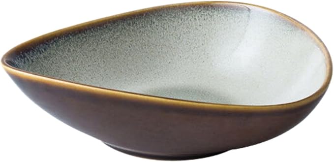 Thcbme 日式异形陶瓷甜品碗沙拉碗三角形碗芋圆碗汤碗酒店餐具/birthday plates Lounge Round Reactive Glaze Stoneware Dinnerware Set/10.75三角碗（蜜柚色）