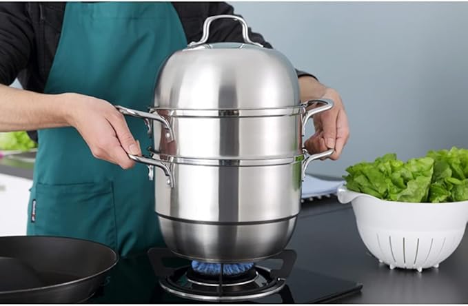 Cookware Set Stainless Steel Household Frying Pan Soup Pot Set Tool Steamer Frying Pan Glass Lid Kitchen Utensils (Color : A Size A (A