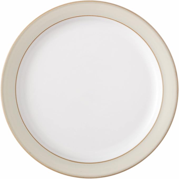 Denby - Linen Cream White Dinner Set for 4-12 Piece Ceramic Stoneware Tableware Plate &amp Bowl Set - Dishwasher Microwave Safe Crockery - Includes 4 x Dinner Plates Small Plates Cereal Bowls