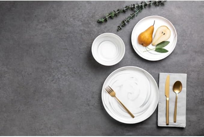 Dinnerware Marble Stoneware 12 Piece Set Dinnerware Set Round Dish Set Tableware Combination