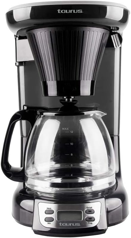 Taurus| Velvet Digital| Programmable Digital Coffee Maker for 24 Hours with Permanent Filter| (700 Watts)| Glass|Black