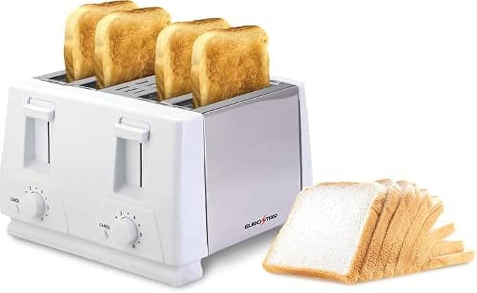 EUROSTAR ET742W 4-Slice Stainless Steel Toaster White