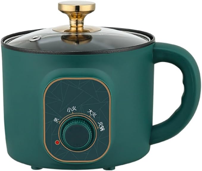 Electric Cooking Machine 1.7L Rice Cooker Mini Soup Pot Food Steamer Multi-Function Wok Hot Pot Porridge Maker (Color : Green Knob)