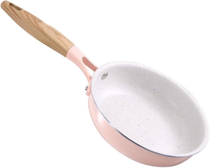 cookware set Non Stick Frying Pan With Wooden Handle Cooking Pot Set Breakfast Crepe Maker Cookware Saucepanpink 16cm Milk(Pink 18cm frying pan)