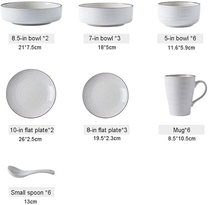 Dinnerware SetVintage Gray Ceramics Dinner Sets of 28 Pieces Plates Bowls Combination