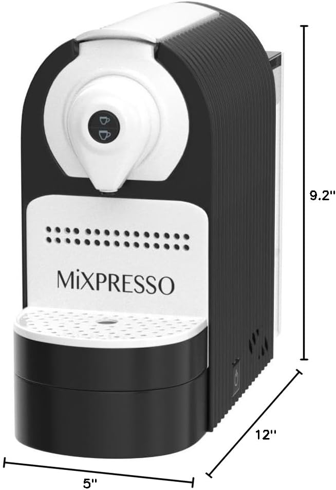 Mixpresso Black Espresso Coffee Machine – Compact 1400W Single Serve Coffee Maker Compatible with Nespresso OriginalLine Capsules One-Touch Operation 19-Bar Italian Pump 27oz Water Tank