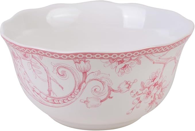 222 Fifth Adelaide Blush 12-Piece Pink Porcelain Dinnerware Set – Service for 4 Big Dinner Plates and Bowls Sets White with Pink Floral Pattern for Daily Entertainment Microwave &amp Dishwasher S