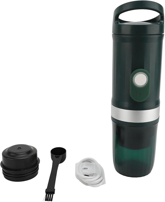 TARSHYRY Portable Electric Coffee Machine 20 Bar Pressure 100W Dual Mode Convenient Handle Rechargeable Travel Coffee Maker for Camping Car Coffee Maker Self Heating (OD Green)