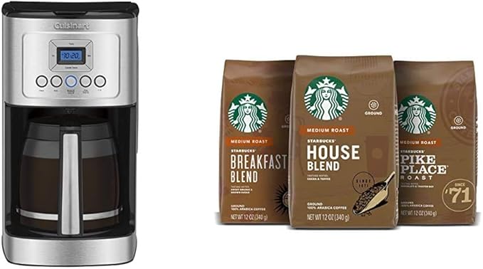 Cuisinart 14-Cup Programmable Coffee Maker Bundle with Starbucks Ground Coffee Variety Pack