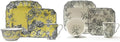 222 Fifth Adelaide 16-Piece Square Dinnerware Set – Service for 4 Floral Porcelain Big Dinner Plates and Bowls Sets for Everyday Dining &amp Entertainment Microwave &amp Dishwasher Safe Chip Res