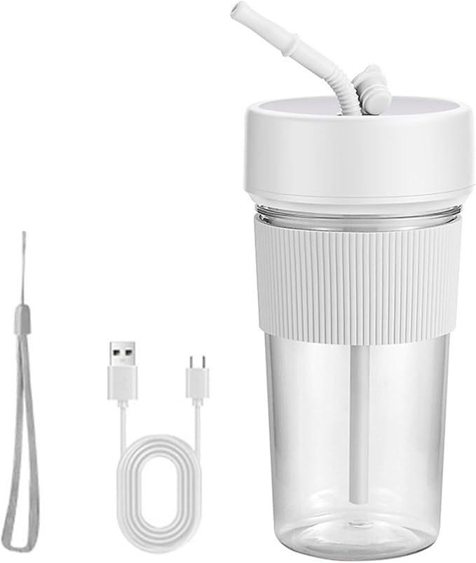 Portable Blender with Straw 350ML Rechargeable Juicer Cup with 6 Blades &amp Type-C Charging for Travel/Home (Green)