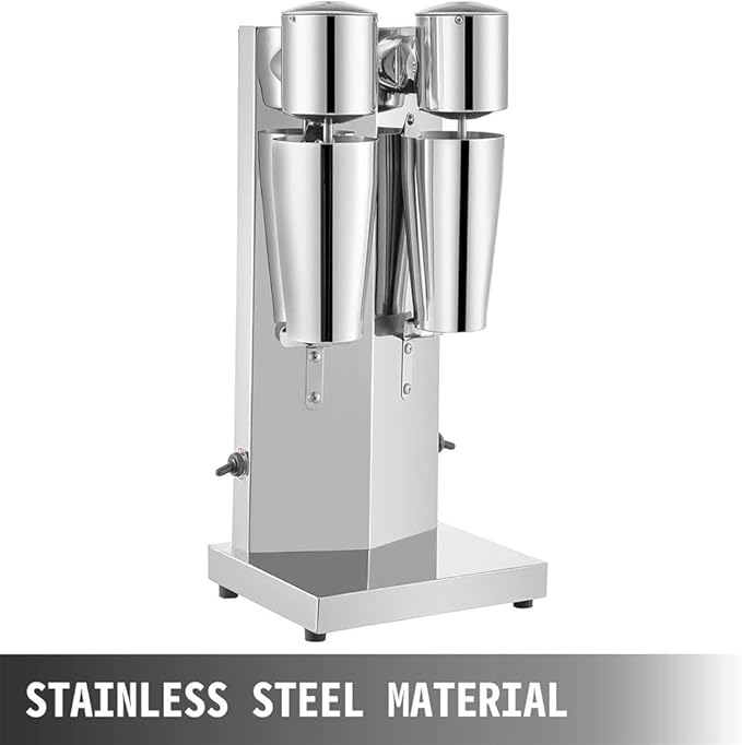 Stainless Steel Double Heads Electric Silent Milk Shake MachineCommercial Milk Shaking Machine with 800ml Cup 18000RMP High Speed for Drink Mixer Shaking Maker Bubble