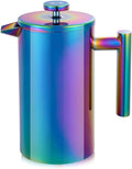 French Press Coffee Maker – Stainless Steel Coffee Maker Double Walled French Press Rainbow 34oz/1L