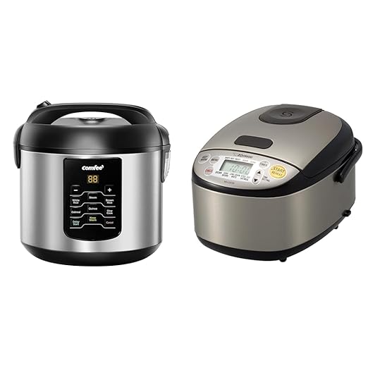 COMFEE' 2QT Multi Cooker Bundle with Zojirushi 3-Cup Rice Cooker Stainless Steel