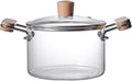 Glass Cooking Pot With Lid Glass Pot Glass Cookware Set Transparent Double-ear Glass Pot With Lid Heat Handles Large-capacity Induction Cooker Gas Stoves Open Fire For Soup Milk(3.5l)