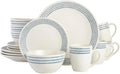 16-Piece Striped Rim Stoneware Dinnerware Set Plate Ceramic Dishes Tableware Set of Plates Dinner Sets