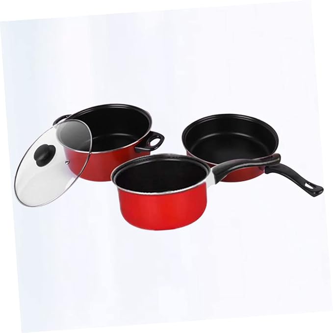 3pcs Cooking Tool Set Non-stick Frying Pan Soup Pot Milk Pan Home Kitchen
