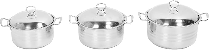 3 Piece Stainless Steel Cookware Set Even Heat Distribution Non Stick Soup Pot with Lid Saucepan for Home Kitchen Restaurant Sauce Pan Kitchen Cookware Sets Cooking Pot