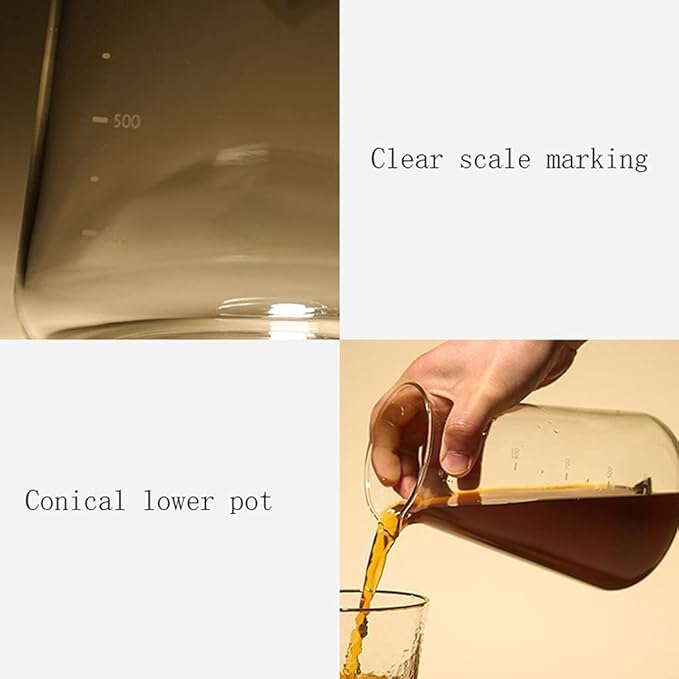 Habiba Iced Drip Coffee Maker Glass Cold Brew Coffee Maker Coffee Maker with Stainless Steel Strainer Home Office Siphon Coffee Maker with Clear Scale Mark Reusable